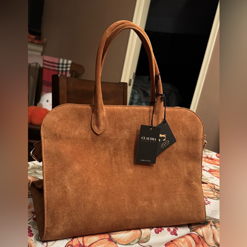 Tik Tok Viral Claudia Firenze Tan Suede Tote Bag Row Margaux